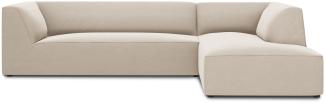 Micadoni 4-Sitzer Samtstoff Modular Ecke rechts Sofa Ruby | Bezug Beige | Beinfarbe Black Plastic