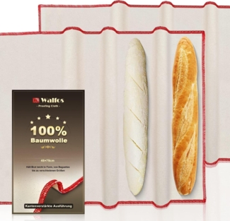 Walfos Profi Gärtuch Brot Backen Leinentuch Teig Gärung Baguette 75x45 cm 2er