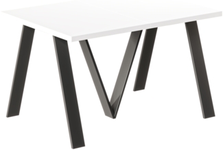 XXL Esstisch Lungo 130-405cm, ausziehbar, erweiterbar, Metallgestell, für 12 Personen, extra lang/groß, stabil (Hochglanz Weiß)