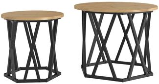 vidaXL Beistelltisch 2 pcs Artisan-Eiche Ingenieure Holz und Stahl 868248