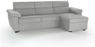 Dmora Schlafsofa mit Halbinsel Priverno, Verwandelbares Ecksofa für das Wohnzimmer, gepolstert, abnehmbar, 100 % Made in Italy, 285x160 h100 cm, Hellgrau