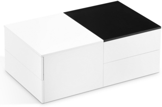 Ofcasa Couchtisch 100 x 60 x 40 cm Hochglanz mit stauraum 4 Schubladen Wohnzimmertisch (1 Tisch), Einstellbar Rechtecke Kaffeetisch