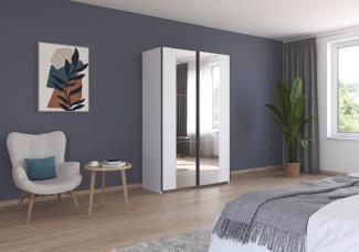 rauch Kleiderschrank, Schwebetürenschrank KRONACH, 2-türig, Spiegel teilaufgelegt, Alpinweiß, 131 x 210 x 59 cm