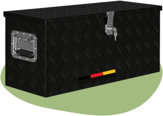 DELUKE® Aluminiumbox mit Deckel - Abschließbar | Alubox Deichselbox Alu Anhängerbox Werkzeugkiste Metall Transportbox Metallkiste, 80x30x35cm Schwarz