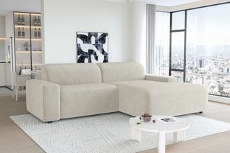 99rooms Tivoli Ecksofa Cordstoff POSO Greige Rechts ohne Kissen