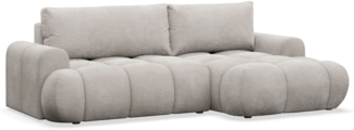 Selsey 'Ombo Mini' Ecksofa mit Schlaffunktion, Bettkasten und Bouclé-Bezug, Graubeige, rechts