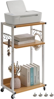 YMYNY Mobiler Druckertisch Druckerwagen 3 Ablagen Höhenverstellbar Schwarz