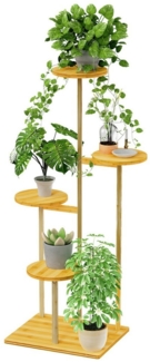 Ribelli Pflanzentreppe 5 Etagen Pflanzenständer, Blumenständer 106cm Höhe, Blumenregal aus Bambus, Deko für Balkon Garten Wohnzimmer