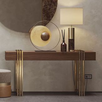 Casa Padrino Luxus Konsole mit Schublade Braun / Messing 140 cm - Luxus Möbel