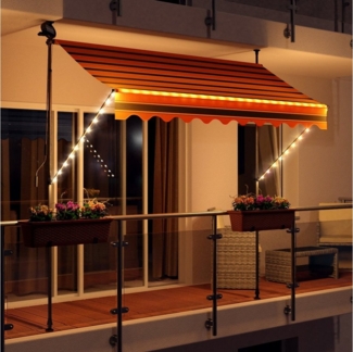 Swing&Harmonie Klemmmarkise LED - Balkonmarkise mit Kurbel Sonnenschutz Markise Terrasse Balkon 200/250/300/350 cm