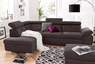 exxpo - sofa fashion Ecksofa Spring, super bequem und komfortabel mit Armteil- und Kopfteilfunktion, wahlweise mit Bettfunktion und Bettkasten, L-Form