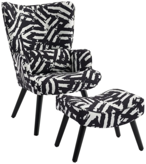 HomeMiYN Ohrensessel Relaxsessel Lehnstühle Patchwork Ohrensessel mit Hocker lesesessel, Chair