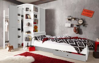 Wimex Jugendzimmer-Set Joker Kleiderschrank mit Garderobe, Bett und Stauraumschubladen, (Set, 4-tlg)