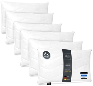 LILENO HOME Kopfkissen - gestepptes Kissen in verschiedenen Größen - Made in Germany, Füllung: 100% Polyester, Rückenschläfer, Seitenschläfer, Bauchschläfer, Spar-Set, 6er Set, Kopfkissen 50x75 cm, allergikergeeignet, Bettkissen oder Dekokissen