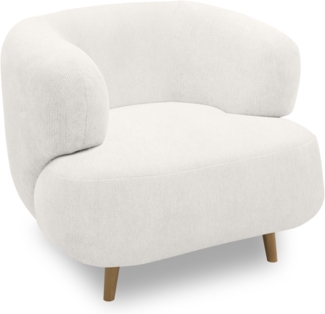DOMO. collection Polstersessel 800014, Sessel, runde Ecken, gepolsterte Rückenlehne, Holzfüße Eiche natur, Armsessel, Cocktailsessel, 86 x 73 x 160 (BxTxH), weiß