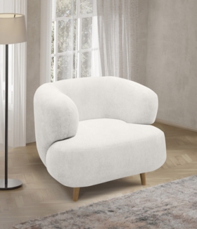 DOMO. collection Polstersessel 800014, Sessel, runde Ecken, gepolsterte Rückenlehne, Holzfüße Eiche natur, Armsessel, Cocktailsessel, 86 x 73 x 160 (BxTxH), weiß