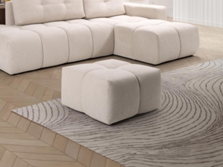 Vente-unique - Hocker quadratisch - Stoff - Beige - TRIMALDI