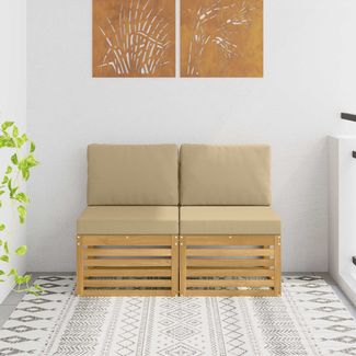 vidaXL 2 Stück Outdoor Mittelsofa Massivholz Akazie Weiß 901502