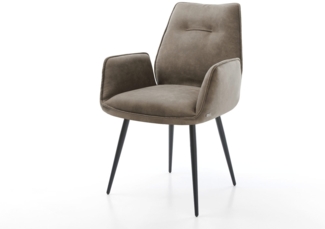 Esszimmerstuhl Zoa-Flex Mikrofaser Taupe Vintage 4-Fuß konisch Schwarz Taschenfederkern