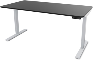 ASSMANN Elektrisch höhenverstellbarer Schreibtisch Y-Line Curved 160x70 cm Schwarz Weißaluminium Metall Holz
