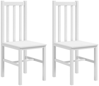 HOMCOM Esszimmerstuhl 2er-Set Essstühle Wohnzimmerstuhl aus Massivholz (Küchenstuhl, 2 St), für Esszimmer, Küche, Weiß