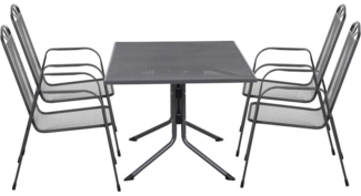 SIENA GARDEN Elda Set 5-teilig Stapelsessel + Tisch 140 4 x Stapelsessel + 1 x Tisch 140 x 90 cm