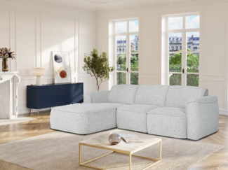 Vente-unique - Ecksofa - Ecke links - melierter Stoff - Grau - DIOMARO