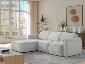 Vente-unique - Ecksofa - Ecke links - melierter Stoff - Grau - DIOMARO