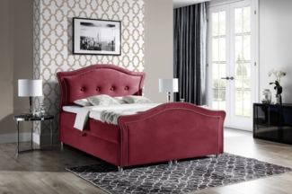 99rooms Marlon Lux Boxspringbett Velours 120x200 cm Bordeaux