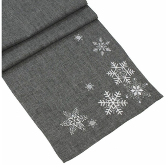 Home-trends24. de Tischläufer Tischläufer Weihnachtsdeko Grau Eiskristalle 40 x 140 Tischdecke