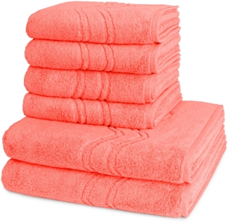 Ross Cashmere feeling 6 tlg. Frottier-Set - 4 X Handtuch (50 X 100cm), 2 X Duschtuch (75 X 140cm) - 520 g/m2 - Flamingo