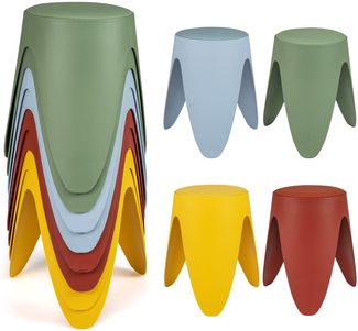 8er Set stapelbare Hocker 46 cm hohe verschachtelbare Kunststoffhocker tragbare Rückenfreie Stühle Bunt