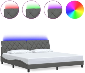 vidaXL Bettgestell mit LED ohne Matratze Dunkelgrau 200x200 cm Stoff 3310693