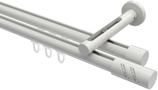 Innenlauf-Gardinenstangen-Set Siteno Zoena 420 cm (geteilt in 3x140 cm), 2-läufig, 20 mm Ø Weiß