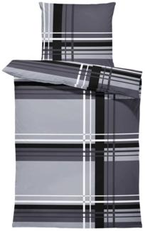 One Home Bettwäsche Adzo Winter, Biber, 2 teilig, modern gestreift grafisch, kuschelig flauschig warm weich Baumwolle