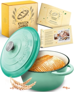 Krustenzauber Kasserolle Gusseisen Topf als Kochtopf, Schmortopf oder Brotbackform