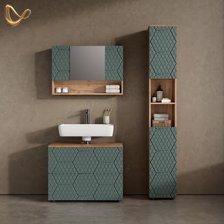 Livinity® Hochschrank Ronco, Grün/Goldkraft Eiche/Grün, 30 x 192 cm (1-St)