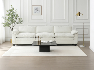 Vente-unique - Couchtisch - Keramik, Glas & Metall - Marmor-Optik Schwarz - NALESIA von Maison Céphy