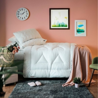 Dunlopillo Baumwollbettdecke Life, Bettdecken für Sommer und Winter, Füllung: Polyester, Bezug: 100% Baumwolle, Bettdecke 135x200 cm, 155x220 cm, Aqua-Clean-Gewebe, Decke
