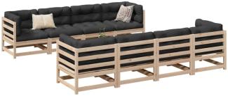 vidaXL 9-tlg. Garten-Sofagarnitur mit Kissen Massivholz Kiefer 3299358