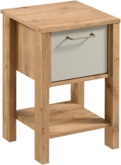 AX LIVING Nachttisch für Boxspringbett „Iseonia SN“ Eiche Wotan/Beige