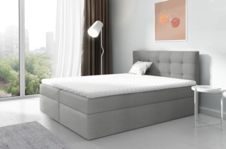 99rooms Ramiro Boxspringbett Kunstleder SOFT Grau 140x200 cm