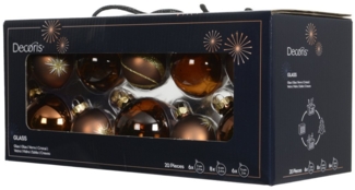 Decoris Weihnachtskugeln aus Glas Ø 5, 6, 7 cm espressobraun 20 Stück