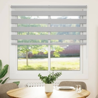 vidaXL Zebrarollo Hellgrau 140x100 cm Stoffbreite 135,9 cm Polyester 4014425