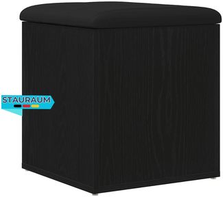 Sitzbank JONA mit Stauraum Schwarz Eichen-Optik 42 x 42 x 45 cm | Aufbewahrungsbank Flurbank Garderobenbank
