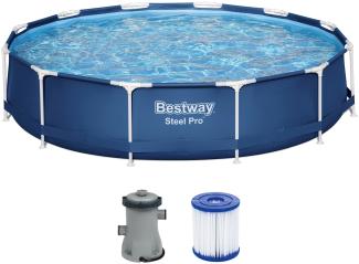Steel Pro™ Frame Pool Set mit Filterpumpe Ø 366x76 cm, dunkelblau, rund