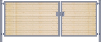Einfahrtstor Premium (2-flügelig) mit Holzfüllung waagerecht asymmetrisch anthrazit B:350 cm H:100 cm