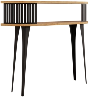 Konsolentisch Rajkon Oval (Farbe: Schwarz / Eiche Craft Gold)