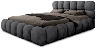 Polsterbett Bett AURELIA 140x200cm Komplettset in Stoff Aprodite Schwarz