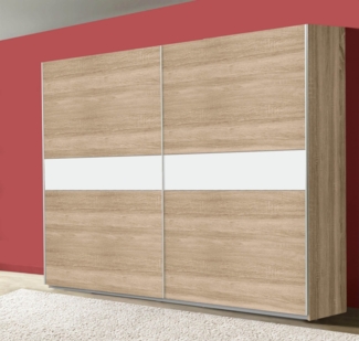 Schwebetürenschrank Kleiderschrank Schrank sonoma eiche weiß 231cm